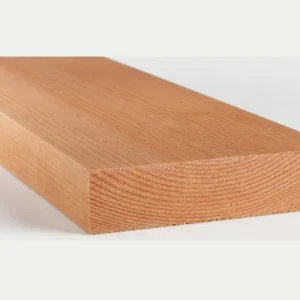 Douglas balk fijnbezaagd 100 x 300 mm met de kopse kant en jaarringen naar voren