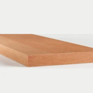 Douglas balk fijnbezaagd 50 x 250 mm plat liggend, brede plank met kopse kant vooraan