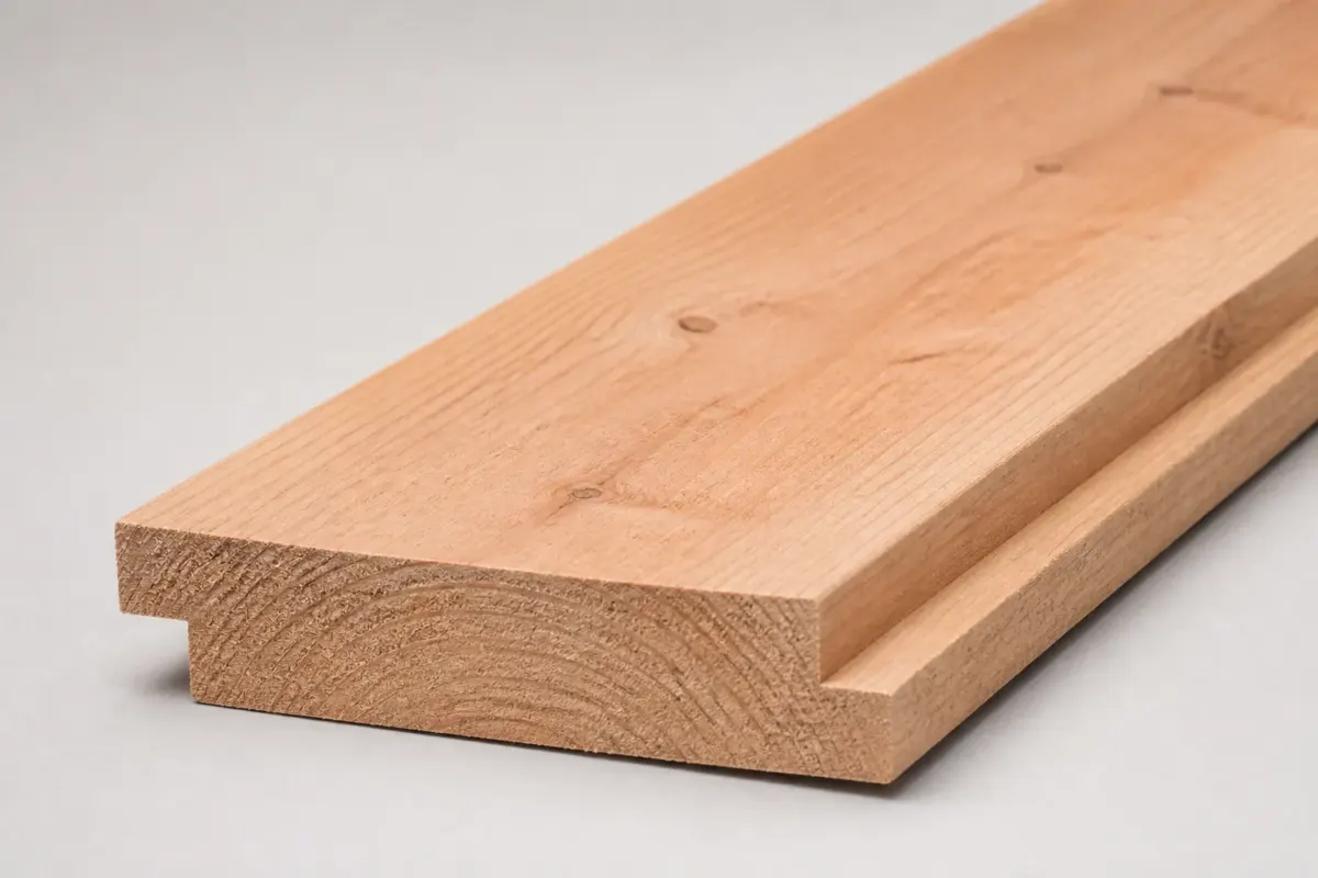 Douglas halfhout plank fijnbezaagd 22 x 100 mm met sponning aan beide randen
