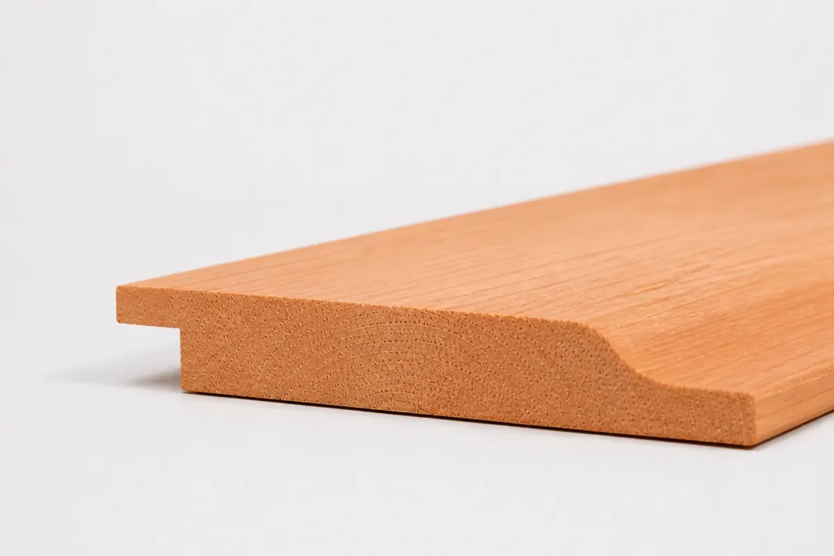Douglas halfhouts rabatdeel 18 x 145 mm van opzij met aflopend geschaafd profiel