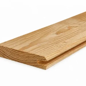 Douglas mes en groef plank geschaafd 18 x 85 mm schuin in beeld met groef langs de rand