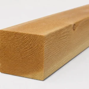 Vierkante douglas paal fijnbezaagd 170 x 170 mm met gezaagd oppervlak en kopse kant vooraan