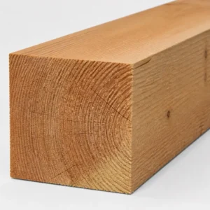 Zware douglas paal fijnbezaagd 250 x 250 mm met vierkante kopse kant en jaarringen