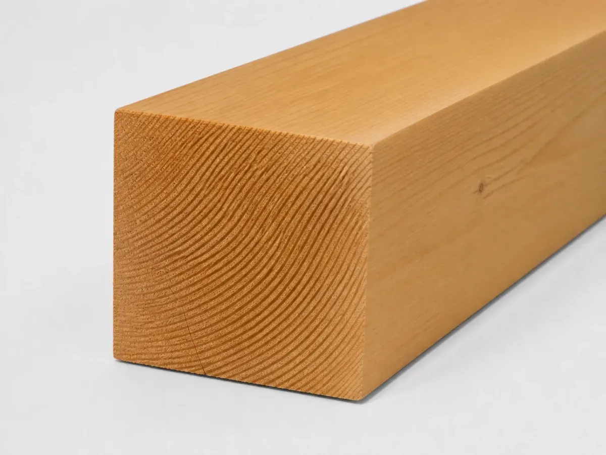 Geschaafde douglas paal 140 x 140 mm met glad oppervlak en vierkante kopse kant