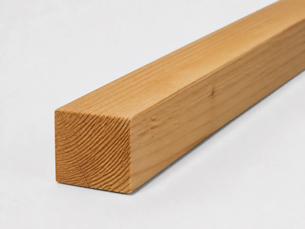 Geschaafde douglas paal 90 x 90 mm met honingkleurig glad oppervlak en vierkante kop
