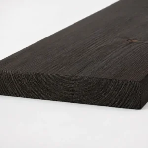 Zwart afgewerkte douglas plank fijnbezaagd 22 x 150 mm met matte zwarte coating