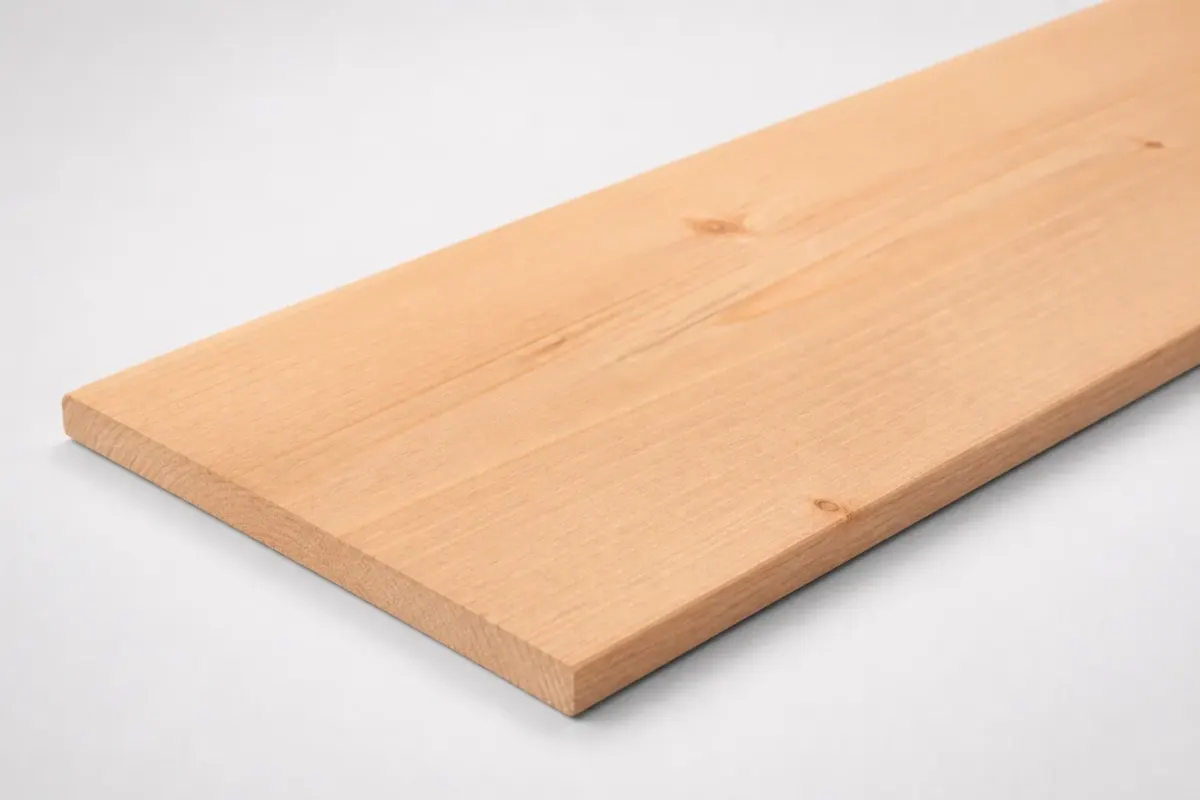 Geschaafde douglas plank 18 x 115 mm schuin in beeld met strakke geschaafde kant