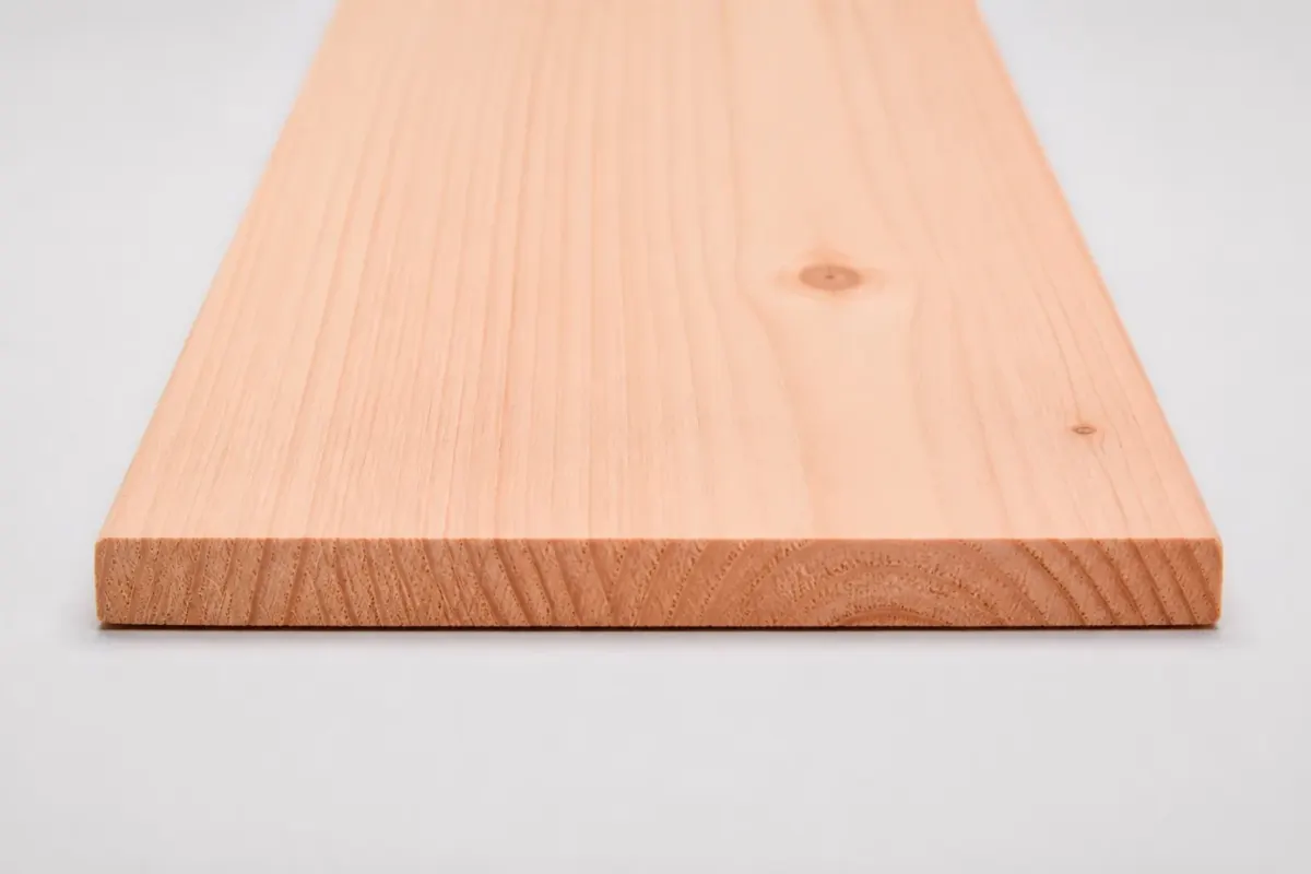 Geschaafde douglas plank 18 x 145 mm plat liggend met gladde zichtzijde en kwasten