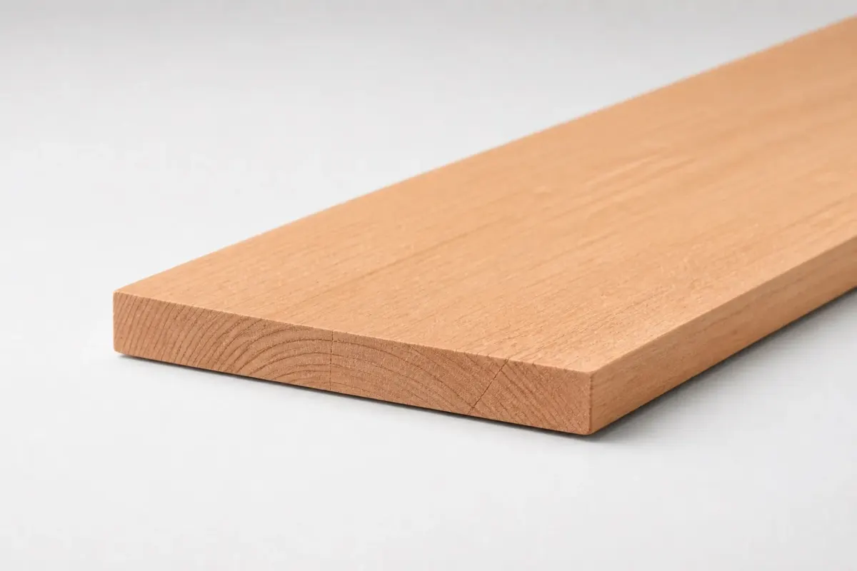 Geschaafde douglas plank 26 x 95 mm schuin in beeld met strakke geschaafde kant