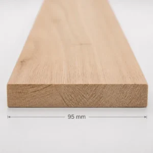 Geschaafde eiken plank 24 x 95 mm KD met maataanduiding van 24 mm dik en 95 mm breed
