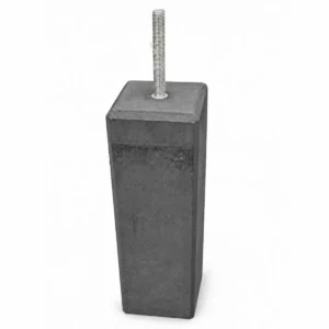 Antraciet betonpoer met facetrand 140 x 140 mm, 58 cm hoog, met draadeind bovenop