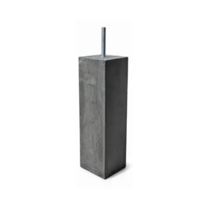 Rechte antraciet betonpoer 200 x 200 mm, 58 cm hoog, met draadeind bovenop