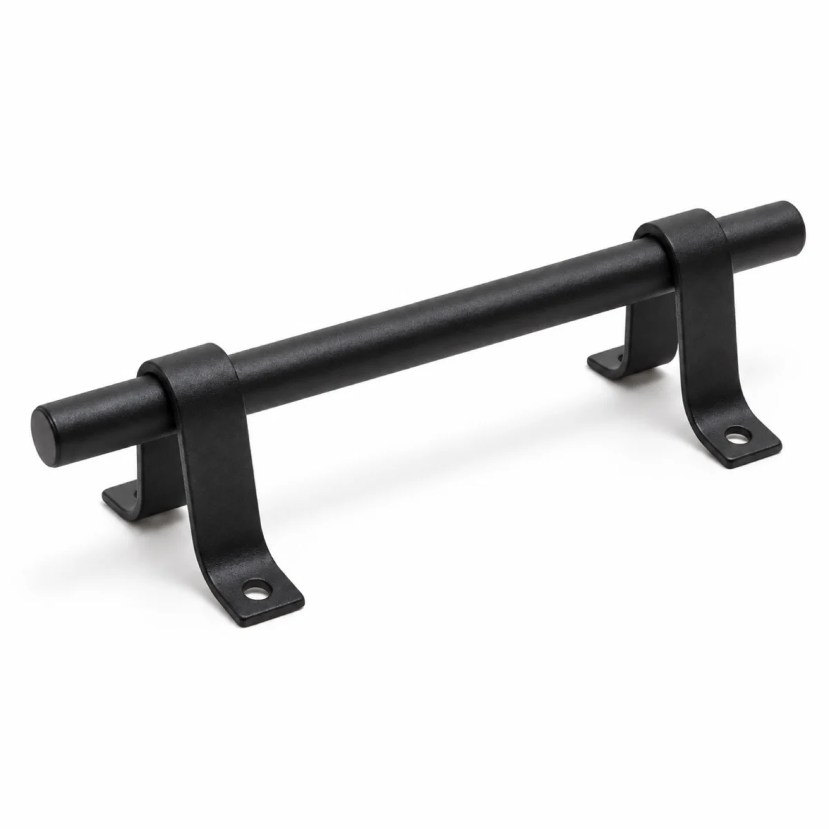 Zwarte schuifdeurgreep model 1 196 mm van bovenaf, met schroefgaten in de voeten