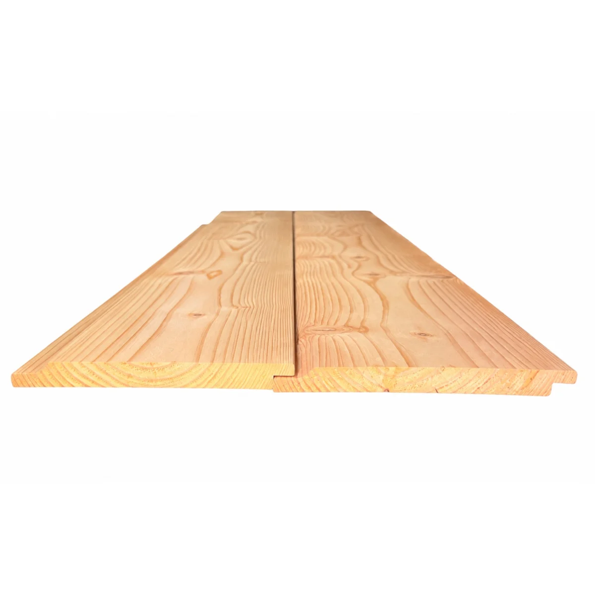 Twee douglas halfhouts rabatdelen 18 x 195 mm die met de sponning in elkaar vallen