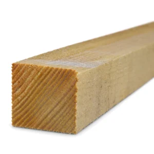 Smalle douglas paal fijnbezaagd 50 x 50 mm met gezaagd oppervlak en vierkante kopse kant