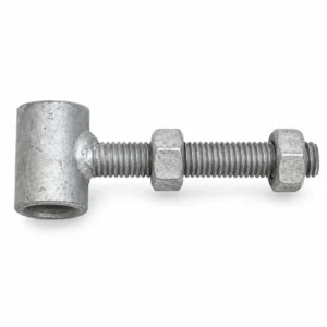 Vuurverzinkte draadstang van 90 mm voor een poortframe, met huls en twee moeren