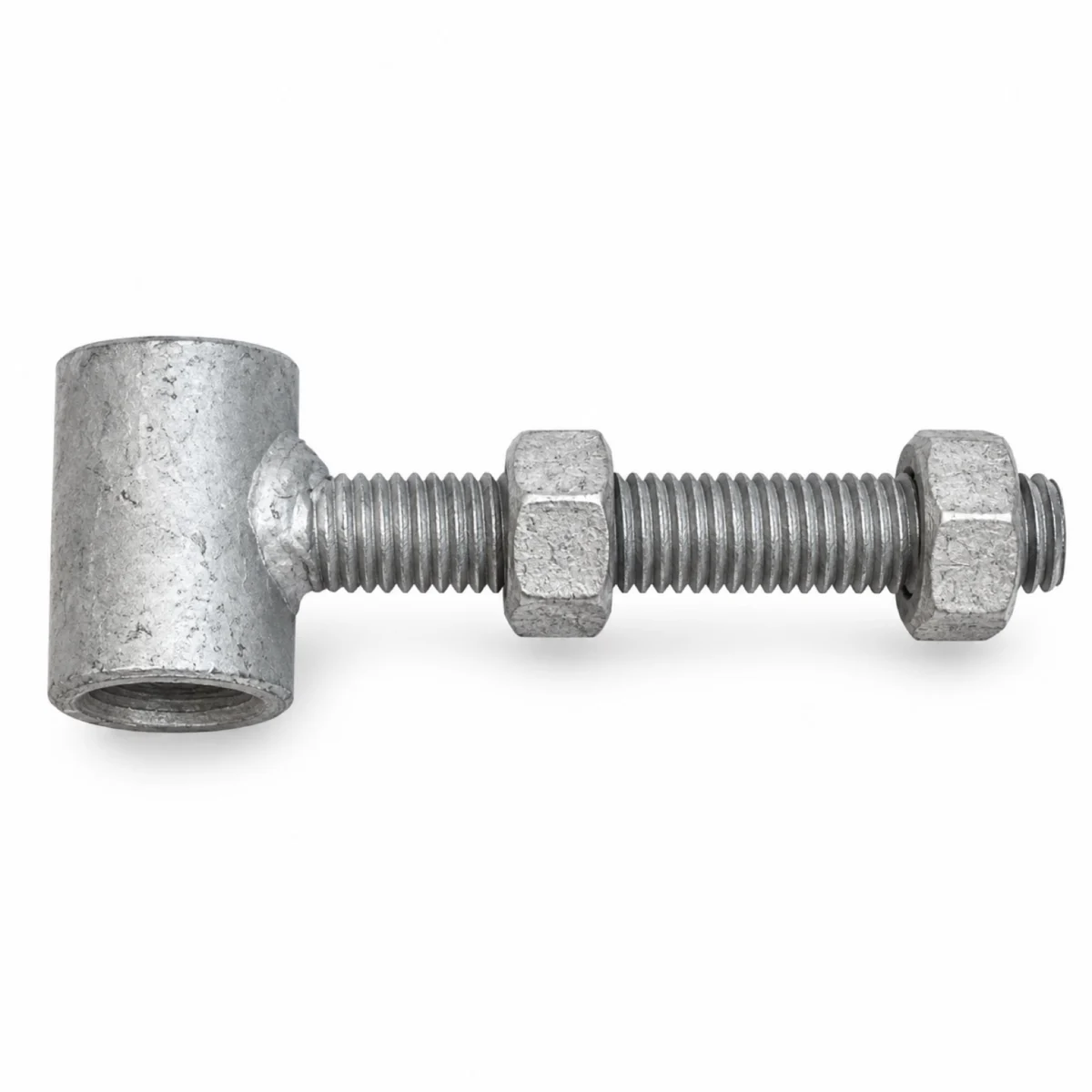 Vuurverzinkte draadstang van 90 mm voor een poortframe, met huls en twee moeren