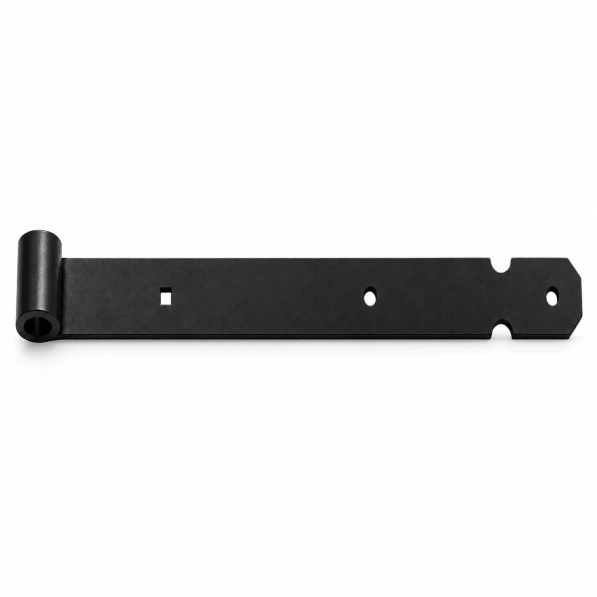 Zwart gepoedercoate duimheng 400 mm van 6 mm dik met rechte punt en uitsparingen