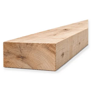 Zware eiken balk fijnbezaagd 125 x 250 mm QPA-1 luchtgedroogd met ruwe zaagsnede