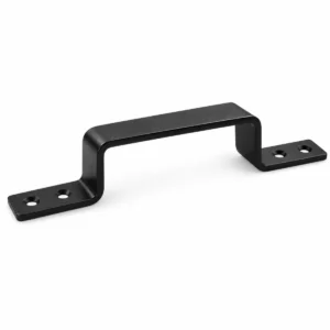 Zwart gepoedercoate handgreep van 170 mm met twee voetplaten en schroefgaten