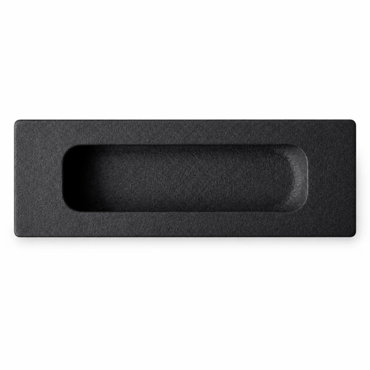 Zwarte komgreep 120 x 40 mm voor schuifdeur, verzonken model met vlakke rand