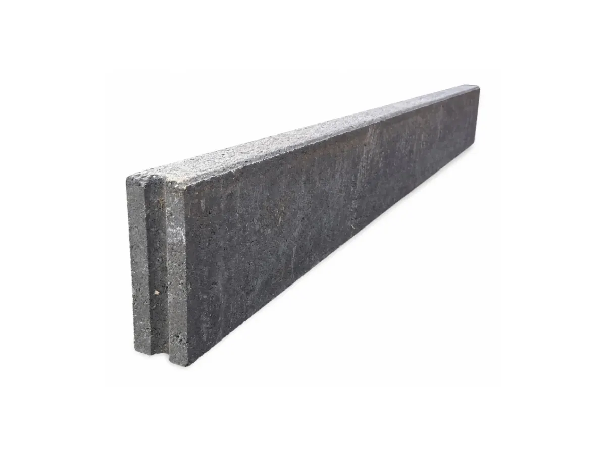 Betonnen opsluitband antraciet 6 x 20 cm met sponning aan de kopse kant vooraan