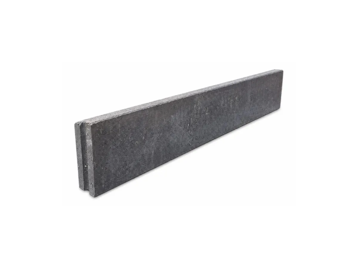 Betonnen opsluitband antraciet 5 x 15 cm van opzij, met vlakke bovenkant en sponning