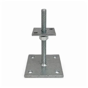 Verstelbaar plaatanker 90 mm licht model met voetplaat en lange draadstang
