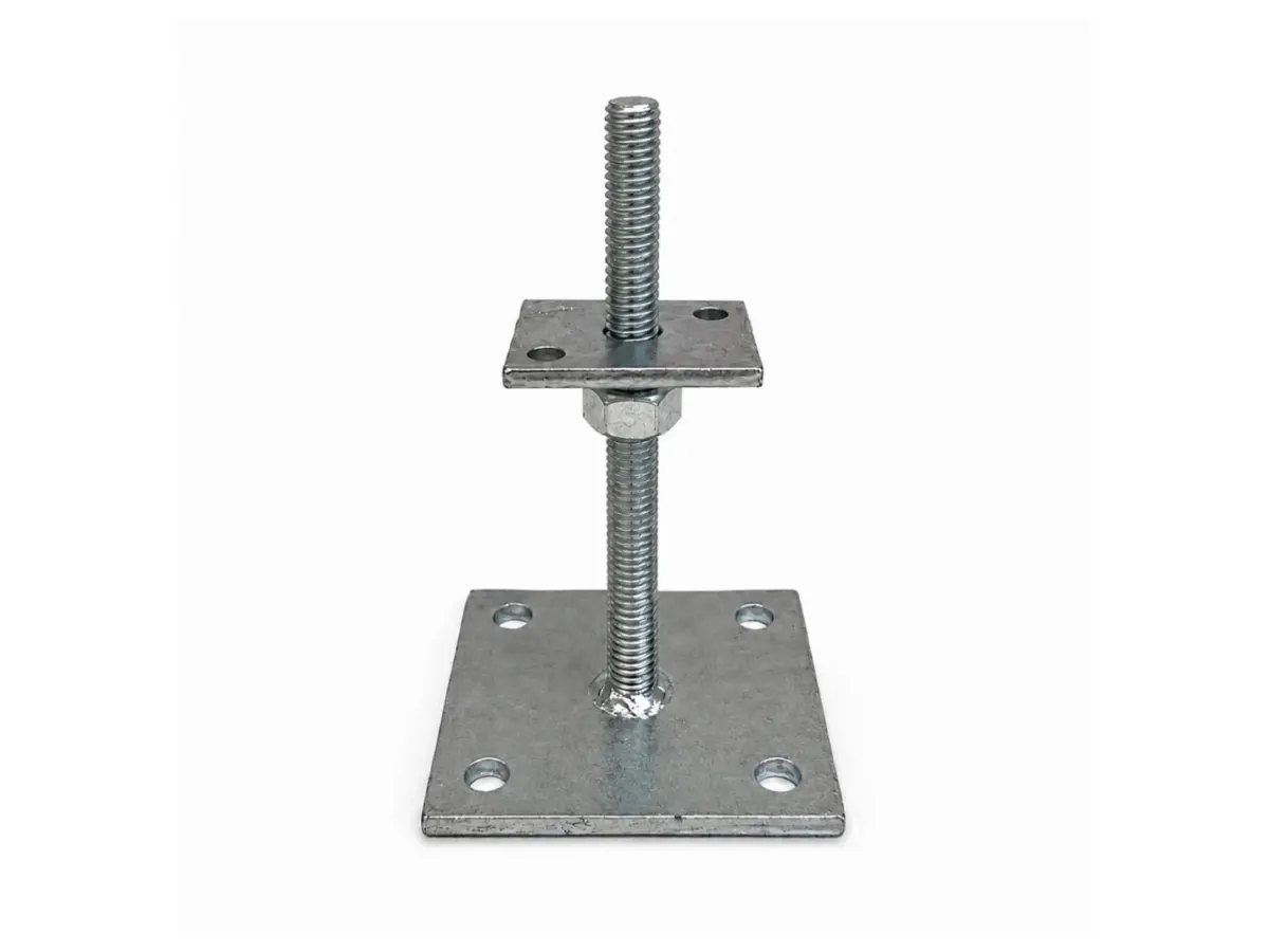 Verstelbaar plaatanker 90 mm licht model met voetplaat en lange draadstang
