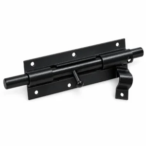 Zwart gepoedercoate plaatgrendel van 172 mm met schuifpen en houder