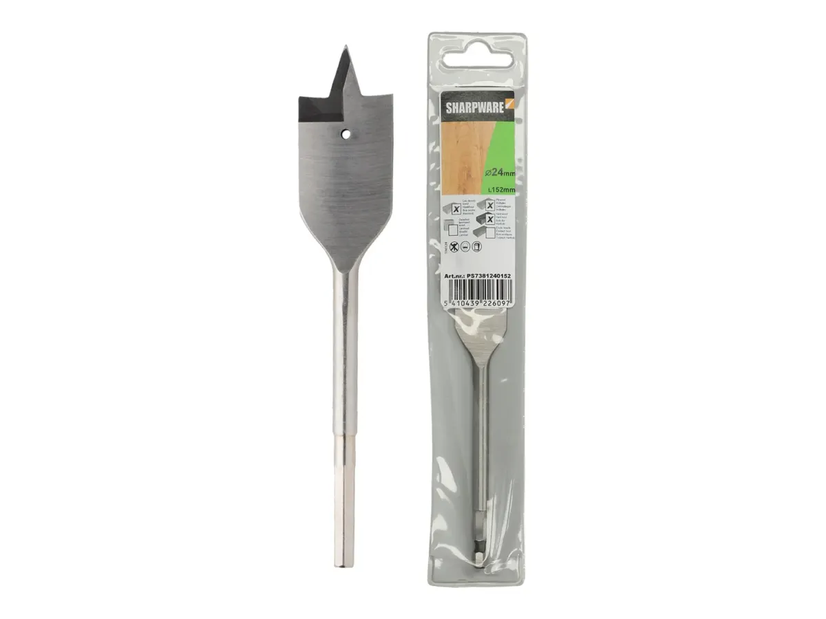 Platte houtboor oftewel speedboor 20 x 152 mm los en in blisterverpakking