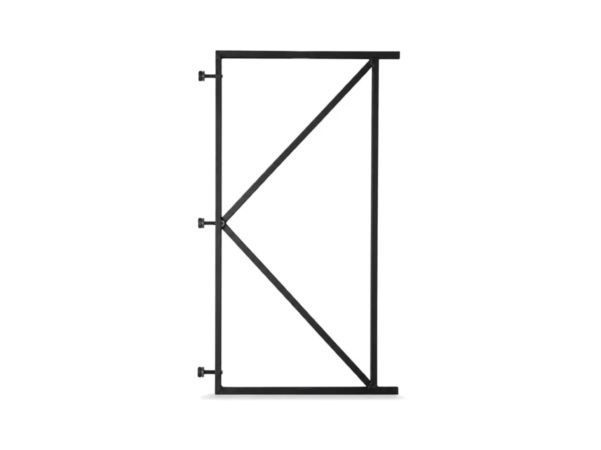 Zwart verstelbaar poortframe 100 x 180 cm met diagonale versteviging