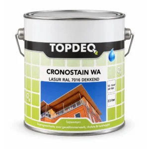 Blik Topdeq Cronostain WA lasur RAL 7016 dekkend van 2,5 liter voor gevels en tuinhuizen