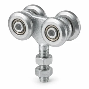 Viervoudig wielenblok met open lager 61 mm en M8 draadeind, galvanisch verzinkt