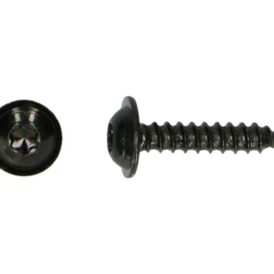 Zwarte plaatschroef met bolcilindrische flenskop en torx T15, 3,5 x 16 mm, met los kopaanzicht